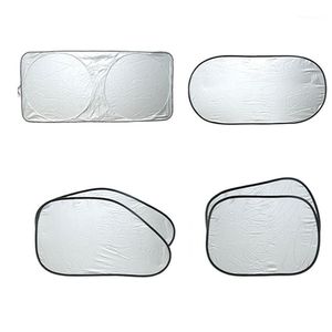 Car Sunshade Window Sun Protection Cover Sunscreen Curtain Front Gear Side Block Silver-coated Cloth Shade Set