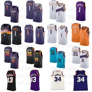 2023/24 1 Devin Booker City Camisa de basquete 35 Kevin Durant 3 Bradley Beal Mens 13 Steve Nash 34 Charles Barkley Camisa retrô