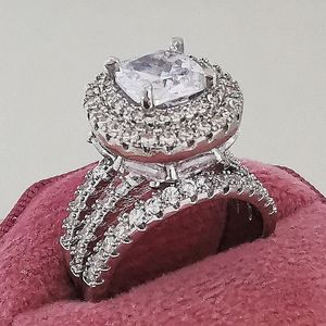 Cluster Rings Big Luxury Vintage Retro Silver Color Engagement Wedding Ring for Women Female Gifts Jewelry Special Designer R4898 230424