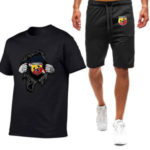 Herren Trainingsanzüge 2023 Abarth Scorpion Logo Print Herren Sommer Kurzarm Hip Hop Harajuku Hochwertige Baumwolle T-Shirts Jogginghose Classic