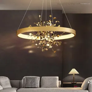 Lampadari Lampadario a soffitto moderno di lusso Sala da pranzo Decorazione domestica in rame Illuminazione Camera da letto Luci a sospensione Soggiorno Lampada a sospensione a LED