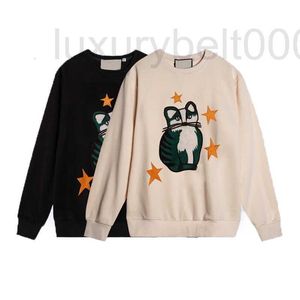 Damen Hoodies Sweatshirts Designer 21SS AW Damen Casual Rundhals Langarm Kleidung mit süßem Katzenmuster Verzierte Sterne Zwei Farben G3XA