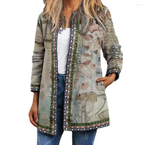 Damen Strickmantel Winter Damenjacke Multi-Muster Waschmalerei Damen Exquisiter winddichter Herbst für den täglichen Gebrauch