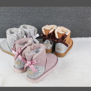 2023 botas de tornozelo de lã Classic Botas quentes Mini meia neve bota de neve EUA GS 3352 Inverno de pele cheia de peles fofas de cetim de cetim booties