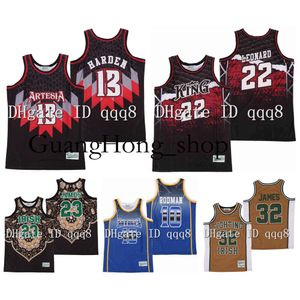 NCAA 23 James James 13 Harden Kawhi 22 Leonard Dennis 10 Rodman Alternate Jersey Irish High School 100% Ed Basketball Jersey Rare