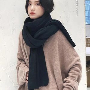 Scarves Thick Warm Scarf For Women Pure Color Ladies Imitation Cashmere Black Female Winter To Increase Ahawl