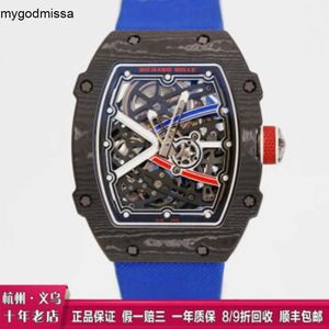 Milles Watch Richardmill يشاهد تلقائيًا ميكانيكية ريتشار ميلر RM6702 Blue Mens Watch NTPT Carbon Fiber Titanium Metal Dial Automatic Machinery World World