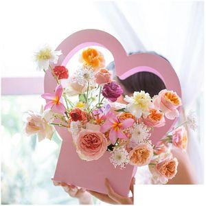 Подарочная упаковка Heart Portable Flower Box упаковка складная бумага.