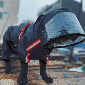 Hundkläder Tide Brand Waterproof Pet Dog Raincoat Reflective Four Legged Polyester Clothing Medium och Large Size Supplies