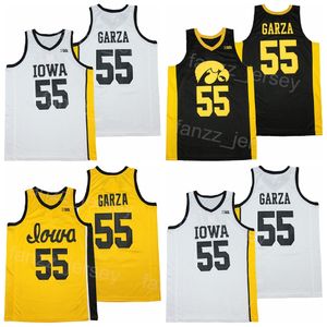 Iowa Hawkeyes Jersey College Basketball 55 Luka Garza Shirt University Team Farbe Weiß schwarz gelb atmungsaktiv purer Pullover Universität Vintage