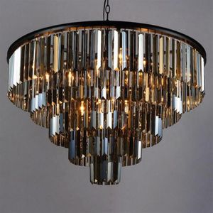 Modern Luxury Crystal Chandelier Elegant K9 Crystal Smoky Grey Crystal Suspension Lamparas för Cafe Restaurant El280Z