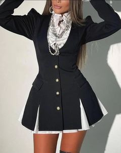 Abiti casual di base Abito dal design unico Abito a maniche lunghe con spacco Doppio petto Blazer Autunno Europa e America Moda Abbigliamento donna 231123