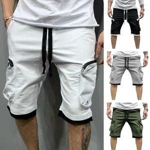 Men's Shorts Cargo Soft Sports Zipper Pure Color Men Chic Jogging Running Clothing