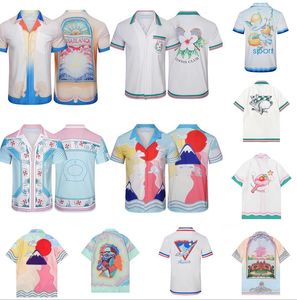Summer mens t-shirts short sleeve casablanc-s printing loose shirts Varsity Shirt Womens Loose Silk top Tee asian size