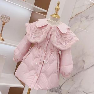 Down Coat Girls Winter Cotton 2023 Fashate Princess zagęszczona odzież wierzchniej dla dzieci Lapel Parkas