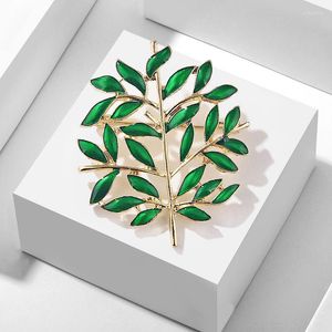 Spille Elegante smalto verde foglia pianta albero per donne matrimoni banchetti ufficio spille casual regali