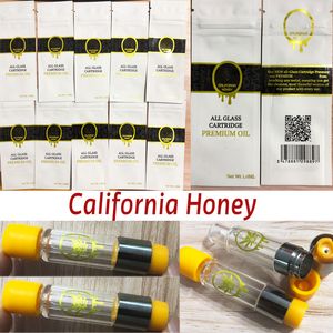 Kit di atomizzatori per cartucce di vape vuote California Honey di grandi dimensioni 510 Filettatura D8 D9 D10 Carrelli in vetro pieno con bobina in ceramica con sacchetto per imballaggio
