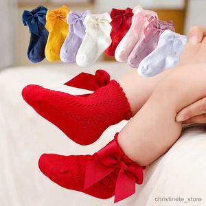 Crianças meias 0-5 anos bebê recém-nascido meninas meias com arcos respirável crianças menina meias curtas oco para fora crianças infantil princesa bonito meias