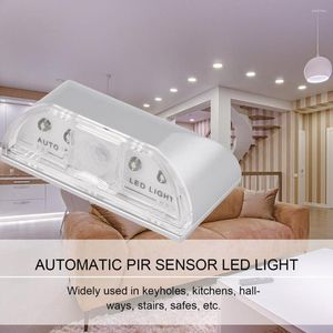 Nattljus 2023 Auto Pir Door Keyhole Motion Sensor Detector LED Light Lamp Silver för 1 batteri 4LED LIGHT