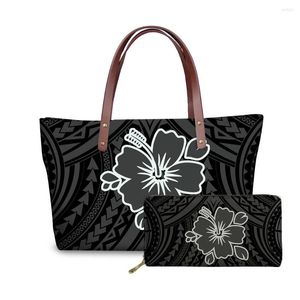 Evening Bags Binienty 2023 Design Handbags Women Boho Flower Printing 2pcs/set Hand Bag & Wallet Female Top-Handle Beach