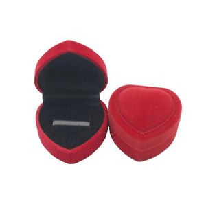 Storage Boxes Bins Red Love Heart Jewelry Box Flannelette Ring Packing Case Celebration Supplies Ear Studs Gift Container Dhlhe