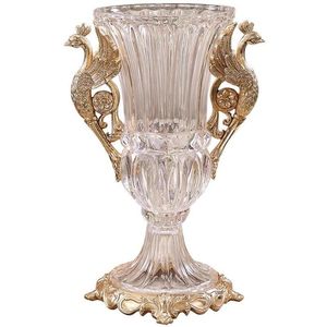 Vasen Kreative Glas Pfau Vase Europäischen Stil Home Dekoration Moderne Trockenblumen Innen Pflanzenhalter Vaas Blume EH50VA219u