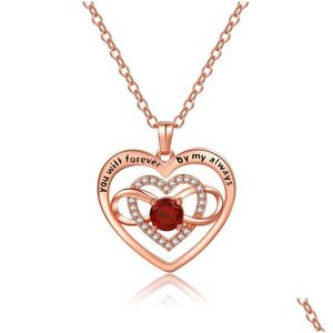 Hänge halsband Infinity Heart Pendant Necklace for Women Cubic Zirconia Love Halsband Mothers Day Jewelry Gift Drop Delivery Juvel DHBI9