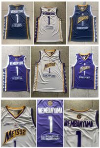 SL Victor Wembanyama Mets 92 Jersey Basketball Jerseys White Blue Purple Size S-XXL