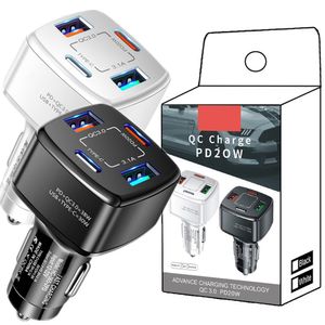 38W Fast Quick Charging PD Car Chargers 4Ports USB-C QC3.0 Car charger Power Adapters For iPhone 13 14 Pro max Samsung Huawei lg android phone with box