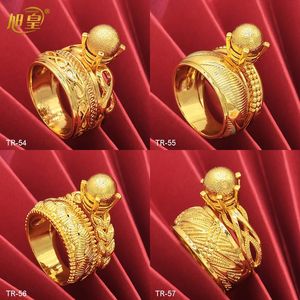 Bröllopsringar Xuhuang Dubai Gold Plated Finger Ring Jewelry Wedding Party Gift for Women Arabic African Charm Designer Copper Jewelery 231123