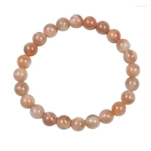 Strand Gem Sunstone Orange Moonstone Bracelet 6-12mm Suitable For Men And Women Round Energy Stone Beads Jewelery Gift Handmade