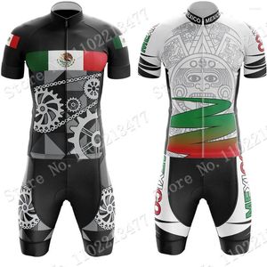 Racing Sets 2023 Mexiko Radtrikot Set Bike Gear Azteken mexikanische Nationalmannschaft Herrenbekleidung Straßenhemden Anzug Fahrrad Trägerhose MTB