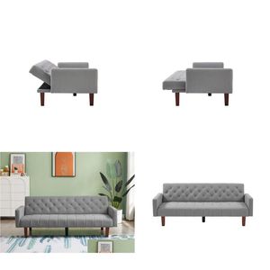 Living Room Furniture Factory Tufted Back Sofa Mid-Century Convertible Bed For Gray Drop Delivery Home Garden Dhxsa