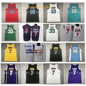 GH Basketball Jersey Mike Bibby Larry Team USA Bird Carmelo Anthony Green Whit Blue Ing Numer Numer Rzadki