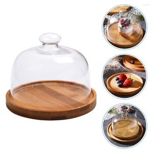 Plates Cup Cake Paper Glass Dome Display Tray Lid Cover Cupcake Decorating Dessert Wooden