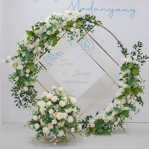 Flores decorativas Propções de casamento Artificial Flower Row Arranjo T estágio de estágio Bola de chumbo Bola de fundo floral Porta arco decoração Decoração da mesa