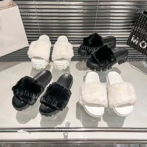 Women Slippers Designer Fluffy Sandals Winter Fuzzy House Platform Shearling Fur Slides Plush Slipper Wool Sliders Womens Mules Criss-cross Sandal