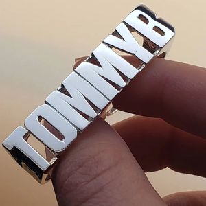 Wedding Rings KristenCo Custom Name Rings Gold Personality Hip Hop Ring One/Two/Three finger Men Fashion Punk Letter Ring Gifts 231124