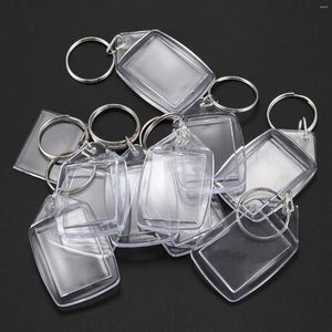 Nyckelringar 10x Clear Acrylic Plastic Blank Keyrings Insert Passport PO Keychain KeyFob