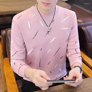 Men's T Shirts 2023 Summer Fashion Light Luxury Men Round Neck Sweater Youth Long-Sleeved T-Shirt Korean Version Tryck Top Boutique