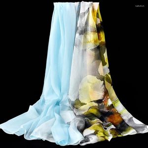 Halsdukar Kvinnor Pure Silk Scarf Luxury 2023 sjalar och omslag för damer stor storlek tryck hangzhou wrap naturlig verklig