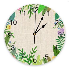 Orologi da parete Pianta tropicale Fiore Foglia Orologio Design moderno Arredamento casa colonica Soggiorno rotondo 3d