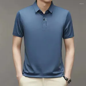 Мужские поло 2023, высококачественная однотонная рубашка-поло с коротким рукавом и воротником с лацканами, мужская модная повседневная рубашка без следов печати