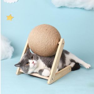 Camas de gato arranhando a bola de brinquedo de brinquedo de chatinho sisal placa de moagem de patas brinquedos gatos scratcher resistente a mobiliário de animais de estimação suprimentos de móveis