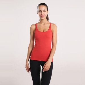 Yoga Outfit Long Tank Top For Women's High Strength Shockproof Sports Running Fitness Suit With Chest Cushion Cross H-shaped