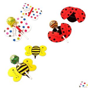 Gift Wrap Candy Lollipop Decoration Cute Bees Ladybug Butterfly Design Card Lovely Props Kids Birthday Party Drop Delivery Home Gard Dhlbw