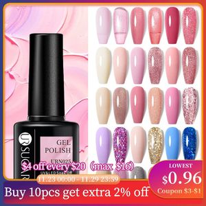 Smalto per unghie UR SUGAR Pink Glitter Paillettes Gel per unghie Soak Off UV Nail Art Vernice semipermanente Tutto per manicure Forniture per unghie 231123