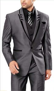 Gray Groom Tuxedos Best Man Busienss Suits Paisley Groomsman Wedding Suits Bridegroom Prom Dress Customize Size K:929