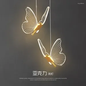 Lampy wiszące Butternowy żyrandol Long Linia nowoczesna minimalistyczna sypialnia lekki luksusowy bar restauracyjny LED MALE NET RED