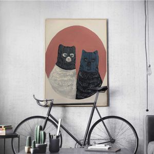 Bakgrundsbilder Cat with Mask Canvas Prints Målning Affischer Thief Cat Animal Modern Nordic Wall Pictures Art for Kids Room Bedroom Home Decor J230224